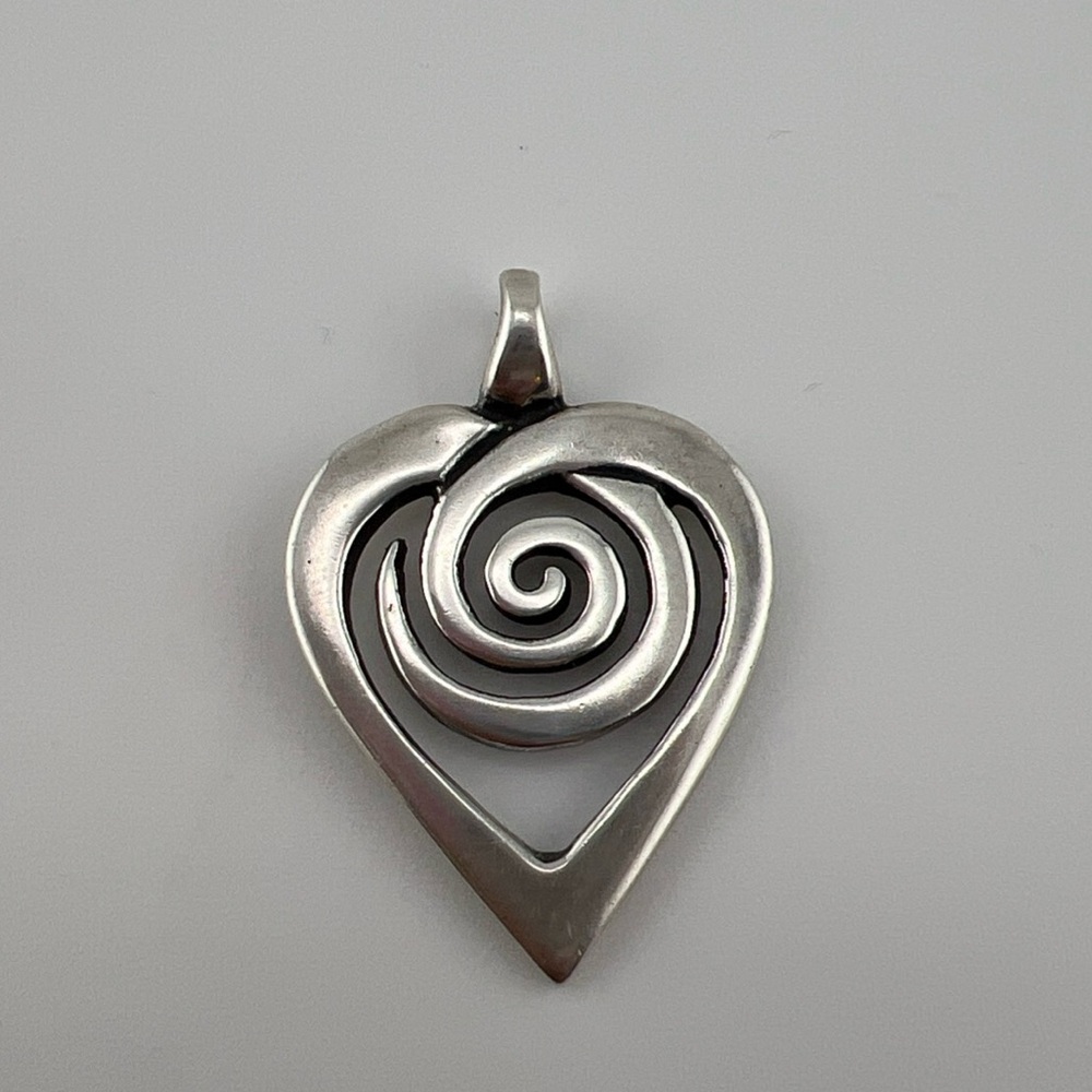 K Robins Designs Spiral Heart Pendant Sterling Silver Sacred Symbol Artisan
